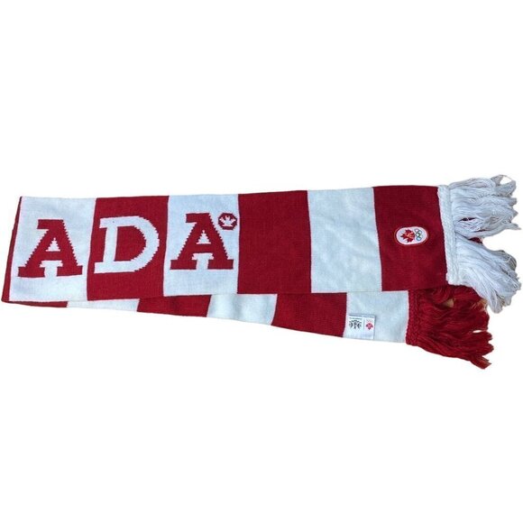 Hudson Bay Company Team Canada Youth Olympics Knit Winter Scarf Red White US OS - Picture 6 of 9